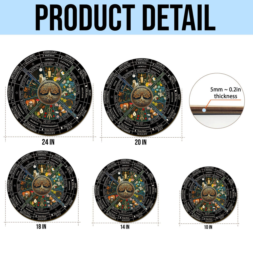 Wooden Wheel Of The Year Wiccan Decor