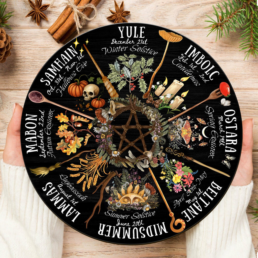 Wooden Wheel Of The Year Witchcraft Decor