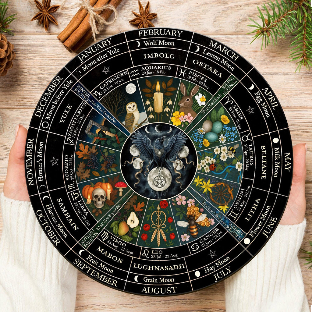 Wooden Wheel Of The Year Wiccan Decor