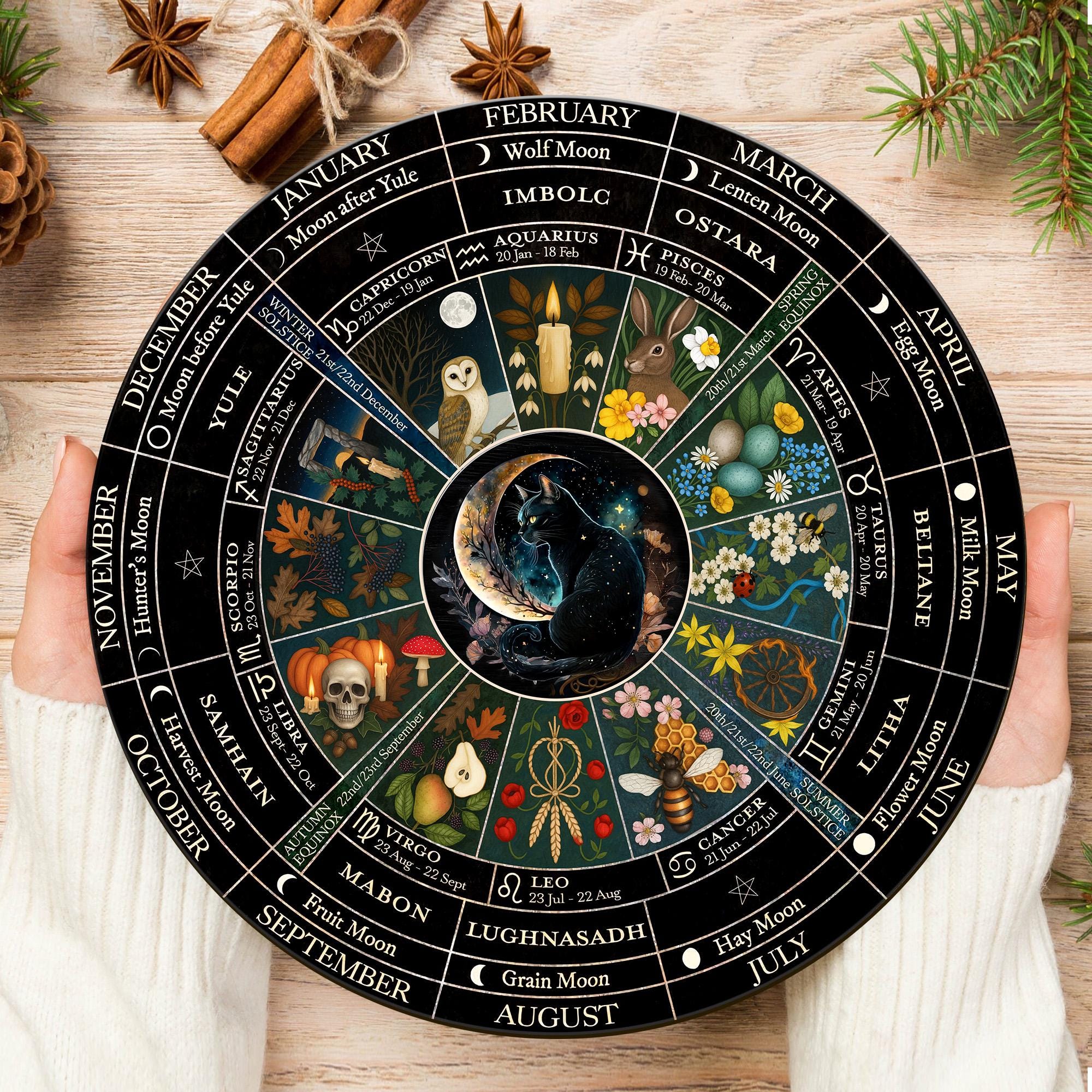 Wooden Wheel Of The Year Pagan Calendar