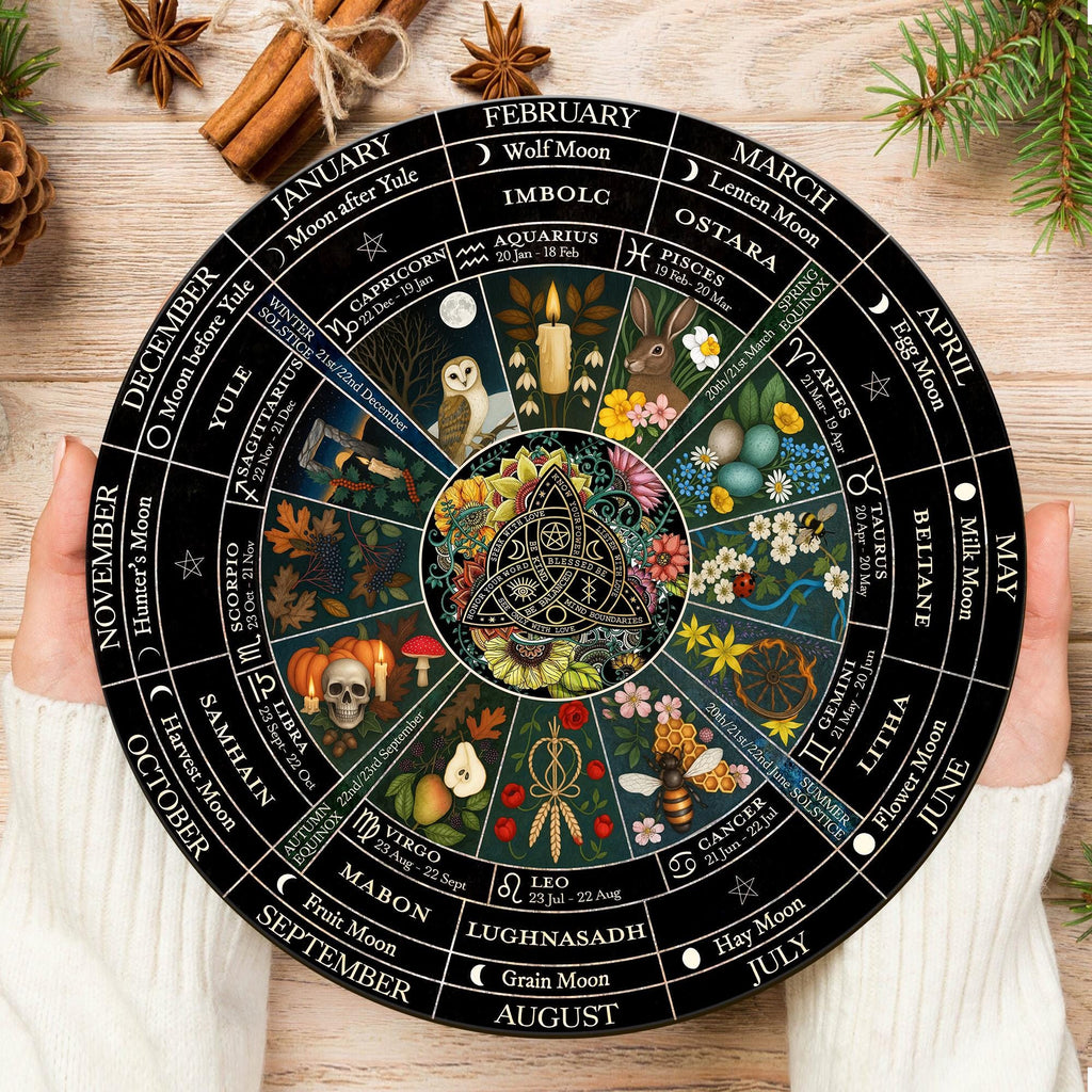 Wooden Wheel Of The Year Wiccan Decor