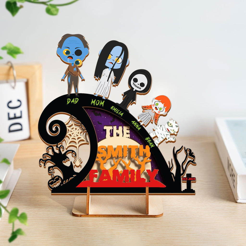 Personalized Halloween Family Sign, Wooden 4-Layered Halloween Decor, Family Costume Display, Family Halloween Decorations, Family Memories
