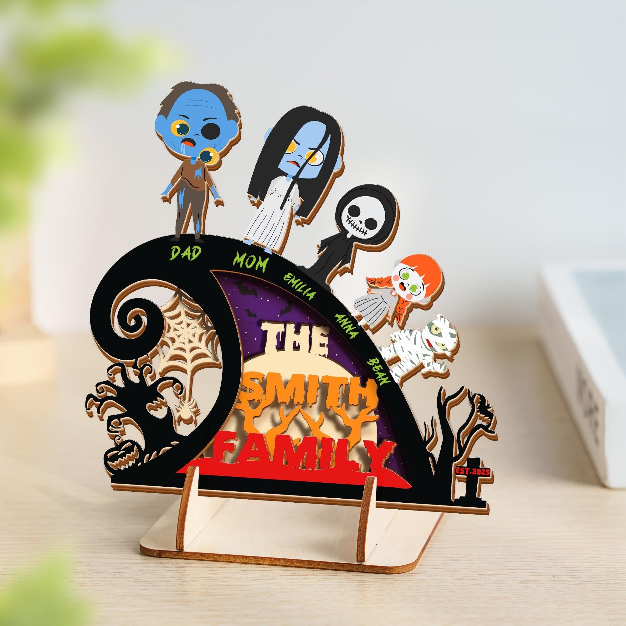 Personalized Halloween Family Sign, Wooden 4-Layered Halloween Decor, Family Costume Display, Family Halloween Decorations, Family Memories