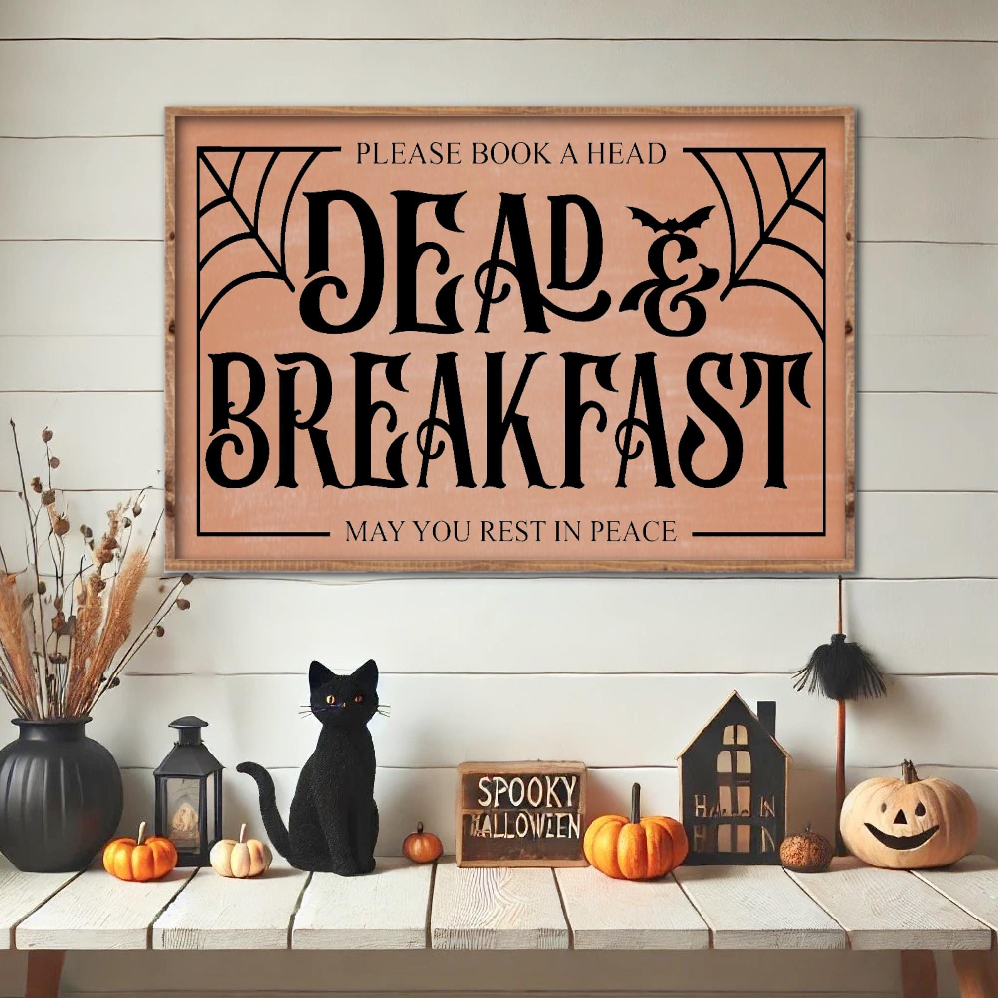 Dead and Breakfast Sign, Farmhouse Halloween Sign, Halloween Wood Decor, Farmhouse Halloween Decor, Halloween Mantel Decor, Fall Wood Sign
