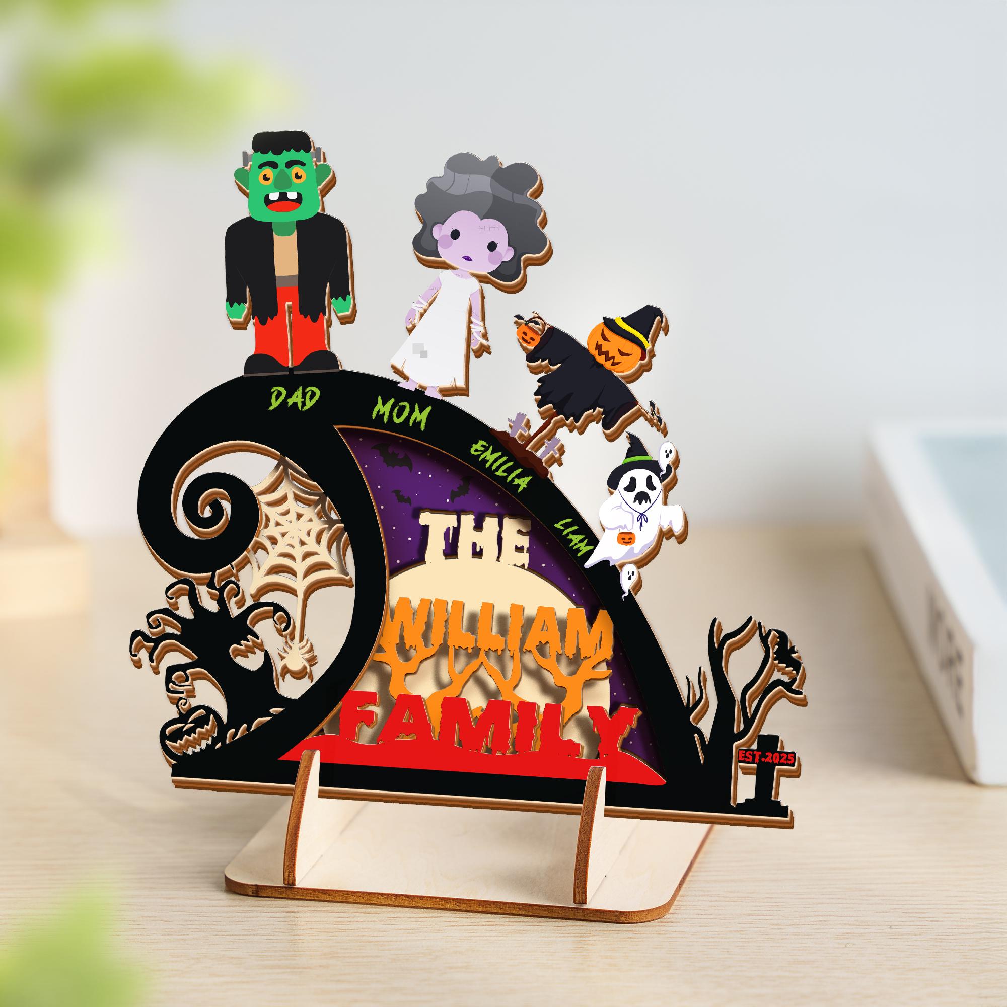 Personalized Halloween Family Sign, Wooden 4-Layered Halloween Decor, Family Costume Display, Family Halloween Decorations, Family Memories