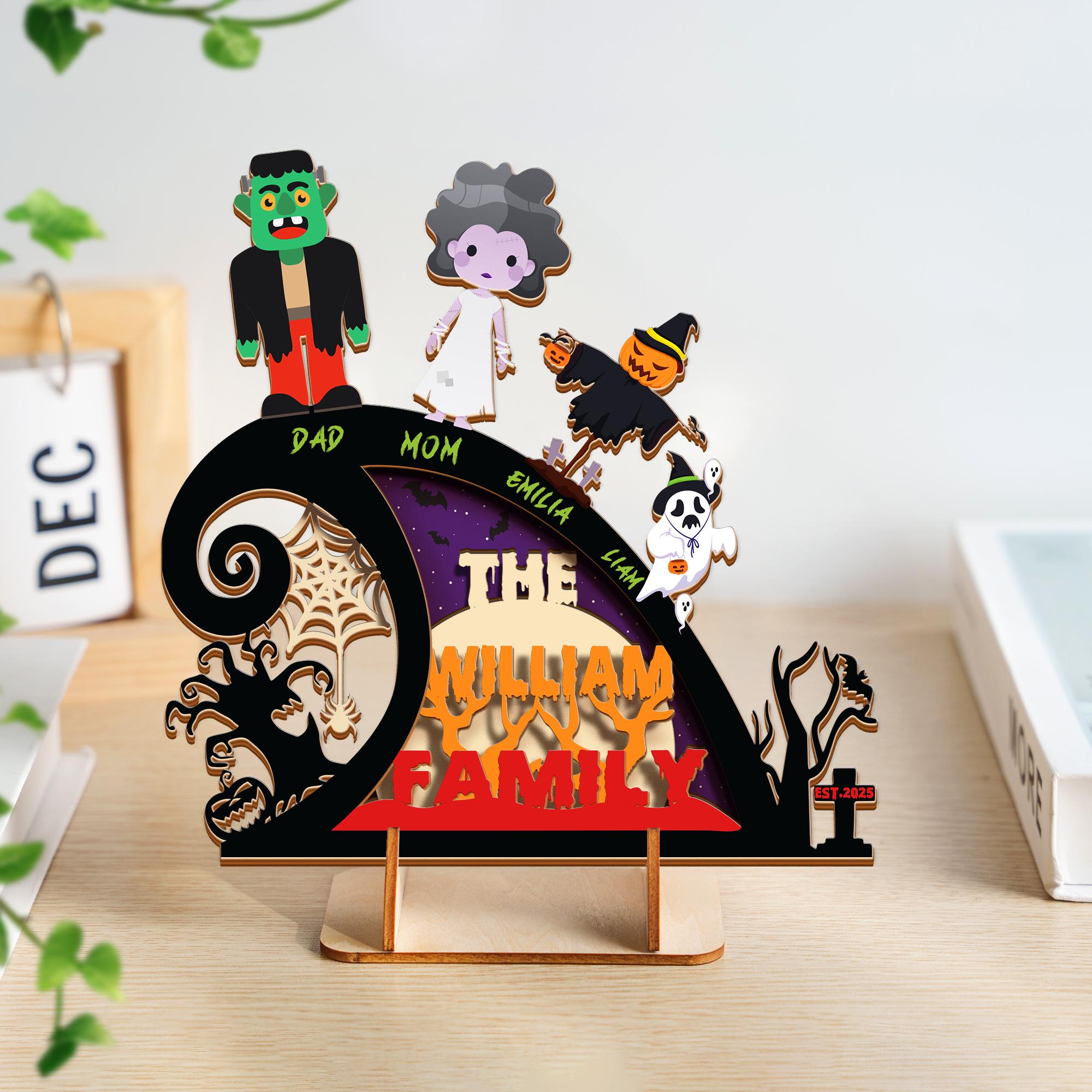 Personalized Halloween Family Sign, Wooden 4-Layered Halloween Decor, Family Costume Display, Family Halloween Decorations, Family Memories