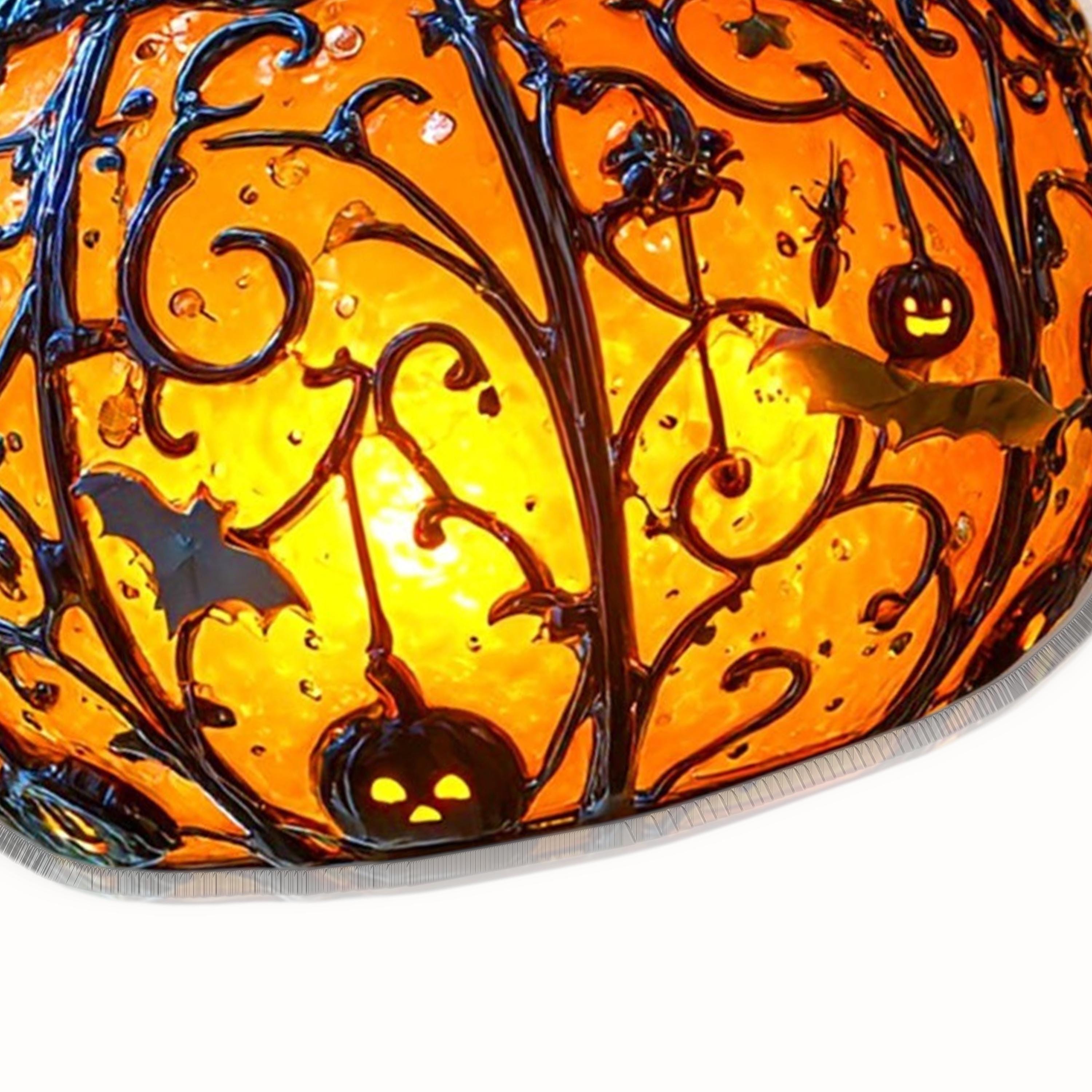 Halloween Pumpkin Lantern Hanging Light with Bats and Stars Metal Carved Fall Decor for Spooky Autumn Home or Party Display