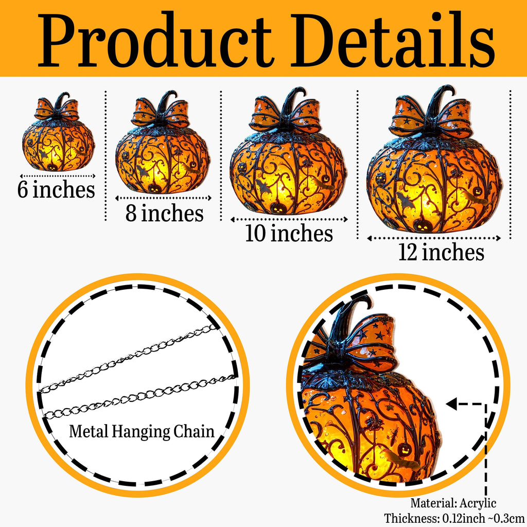 Halloween Pumpkin Lantern Hanging Light with Bats and Stars Metal Carved Fall Decor for Spooky Autumn Home or Party Display