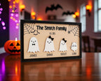 Personalized Wooden Halloween Table Decor for Festive Autumn, Custom Ghost Family Sign Halloween Gift for Mom, Grandma, Pet Lover