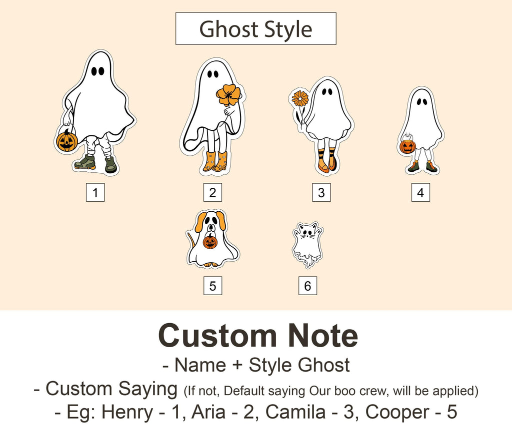 Personalized Halloween Ghost Family Sign – Custom Wooden Ghost Decor with Names – Halloween Tabletop Decoration for Home or Office