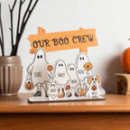 Personalized Halloween Ghost Family Sign – Custom Wooden Ghost Decor with Names – Halloween Tabletop Decoration for Home or Office